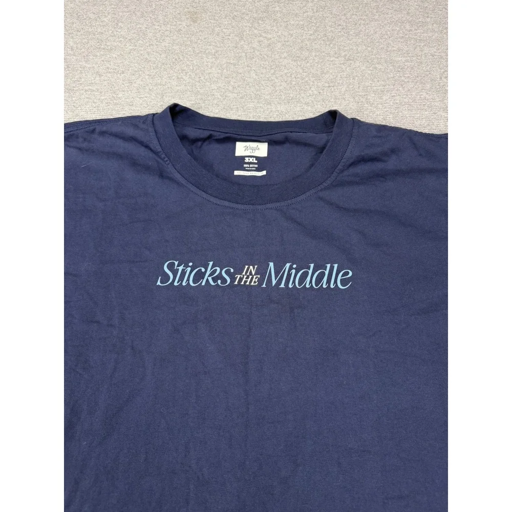 Waggle Golf Sticks In The Middle Navy Blue Long Sleeve Graphic T-Shirt Mens 3XL